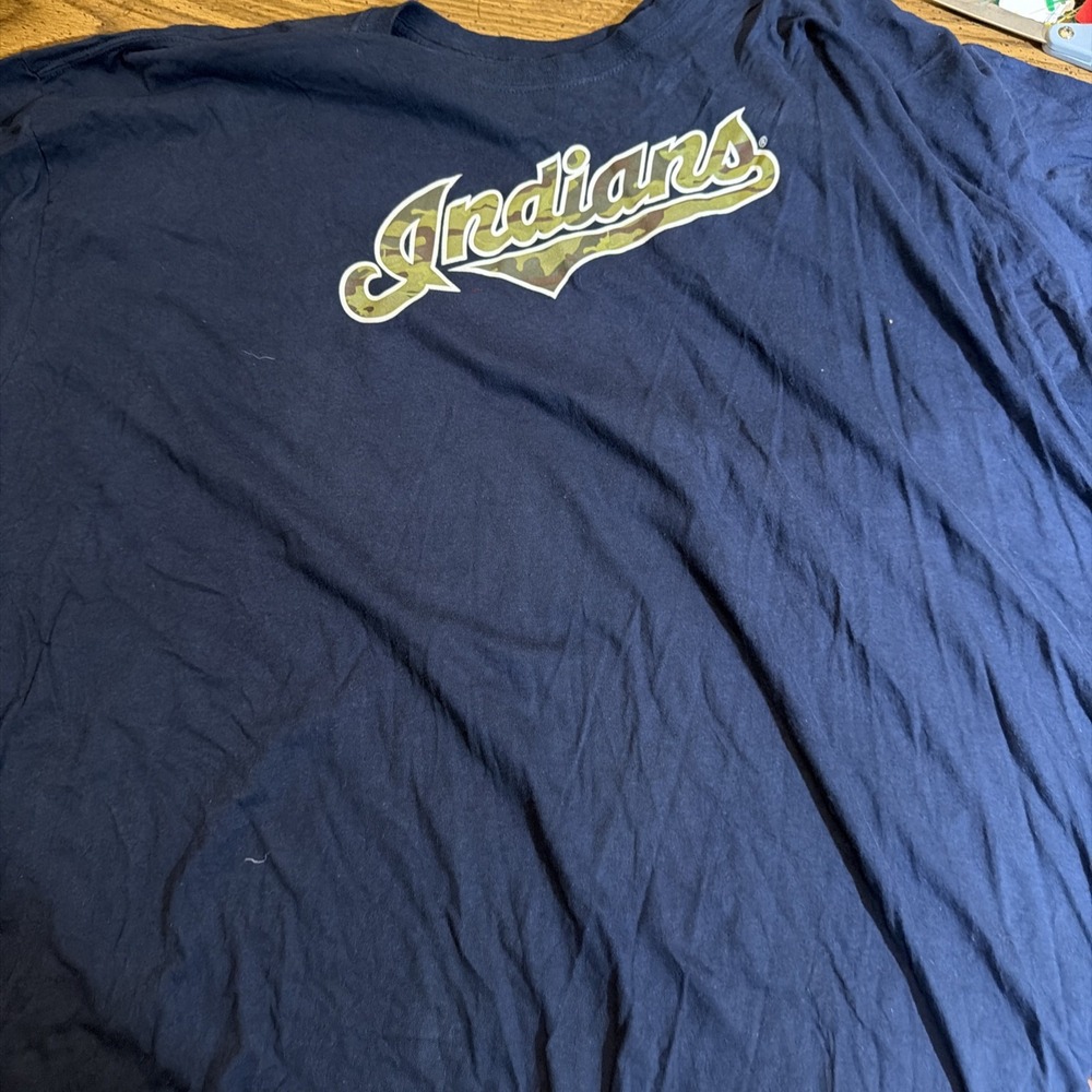 Majestic Mens 4XL Camo Cleveland Indians Performance Shirt Navy Blue MLB Tee